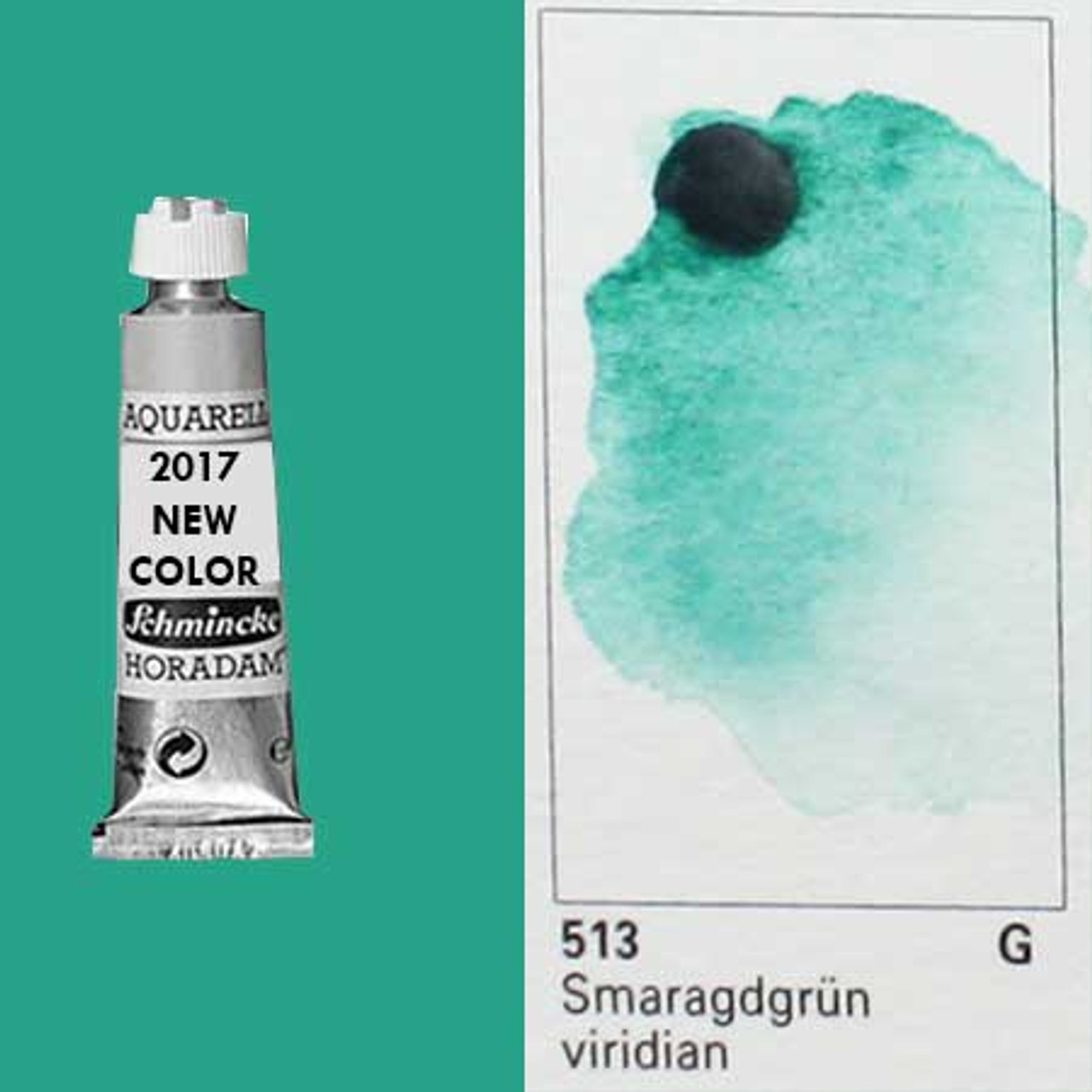 Schmincke Horadam Aquarell 15ml Tube Watercolor Viridian - 513 - Wet Paint  Artists' Materials and Framing